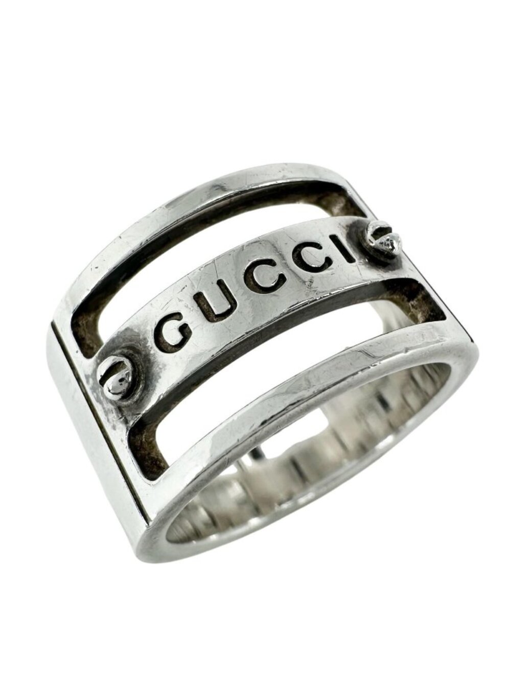 Gucci Logo Bis Silver Ring